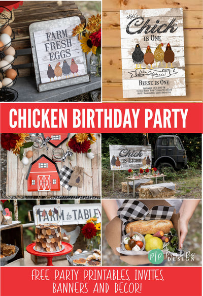 Chicken birthday invitation, This Chick is One birthday invite, Chicken Birthday Party, Farm Animal Birthday, Farm Birthday Party, Farm Card