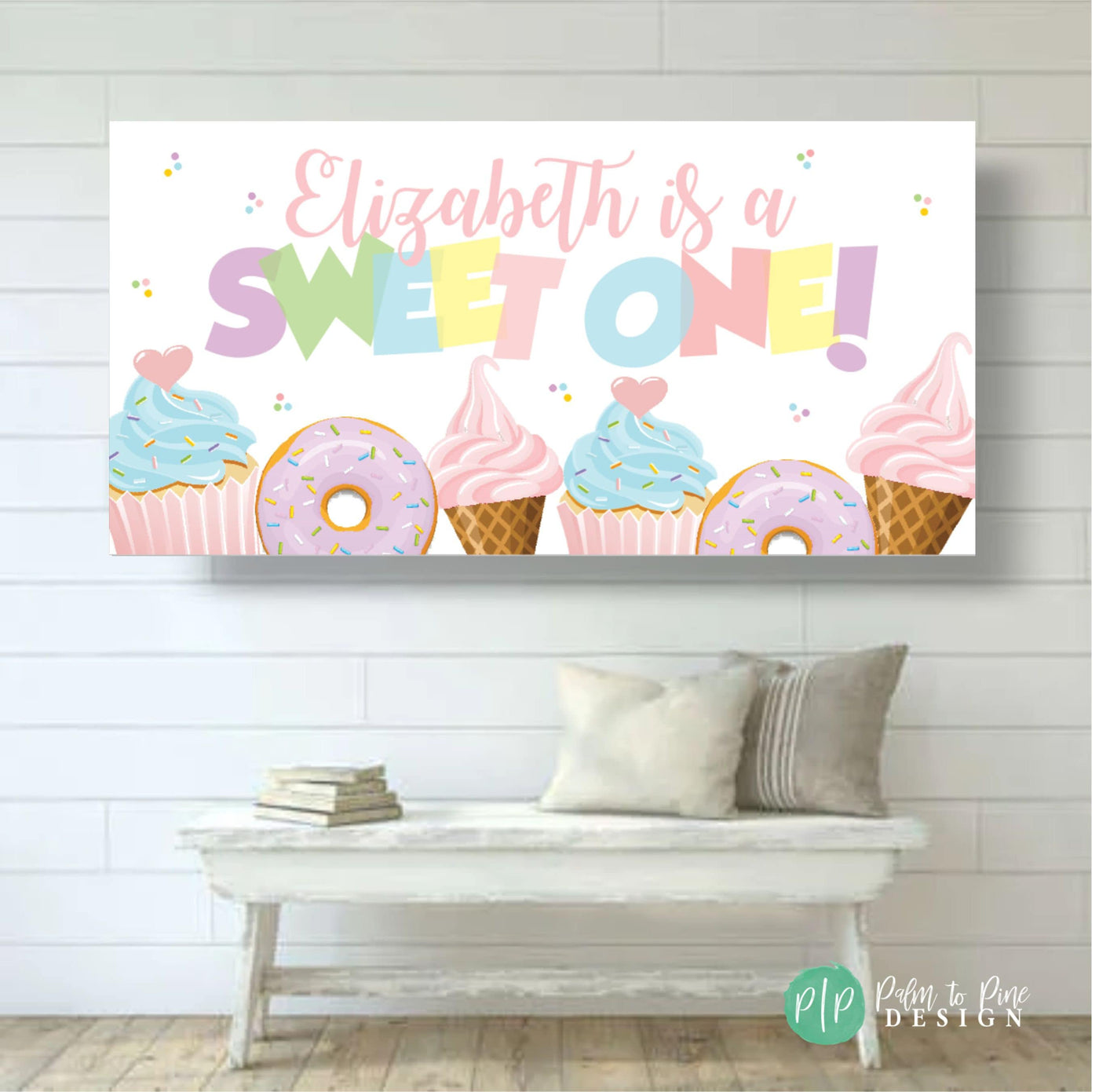 Sweet One Banner, Ice Cream Birthday Party, Donut Birthday, Girls Birthday Backdrop, First Birthday Party, Personalized Sweet One Backdrop