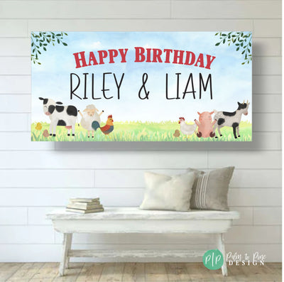 Barnyard Party Decor, Farm Birthday Banner, Farm Birthday Sign, Farm Party Birthday, Farm Animal Banner Birthday Decor, Barn Animal Party,