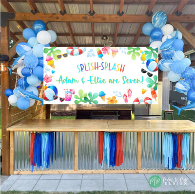 Splish Splash Birthday, Beach Ball Birthday Banner, Summer Birthday Party, Swimming Party, Splash Party Decor, Pool Party Birthday Banner