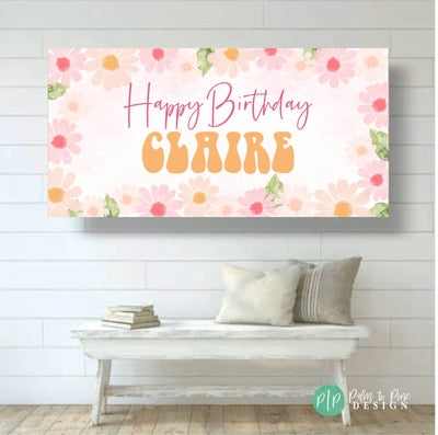 Girls Daisy Birthday Party Decor, Daisy Birthday Banner, Girls First Birthday, Daisy Flower Backdrop,Daisy Birthday Backdrop, Garden Party