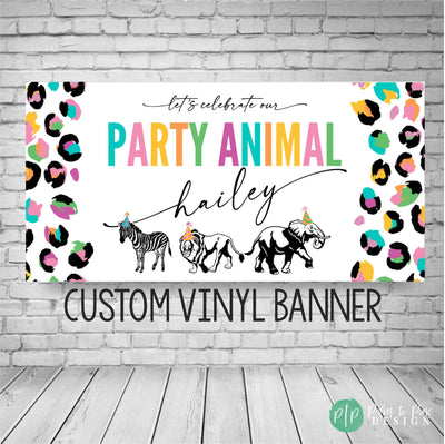 Party Animal Banner, Jungle Birthday Backdrop, Jungle Party Decor, Party Animal Birthday, Party Animal Decorations, Wild One Birthday Banner