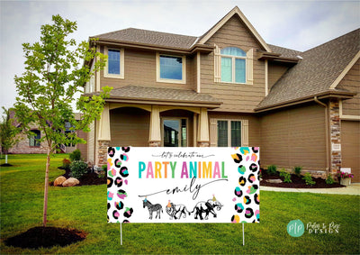 Party Animal Banner, Jungle Birthday Backdrop, Jungle Party Decor, Party Animal Birthday, Party Animal Decorations, Wild One Birthday Banner