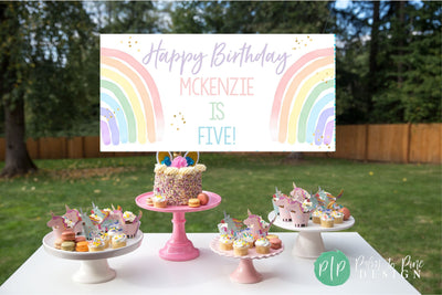 Rainbow Birthday Banner, Rainbow Birthday Party, Modern Rainbow Birthday Backdrop, Rainbow banner, Rainbow Party Decoration, First Birthday