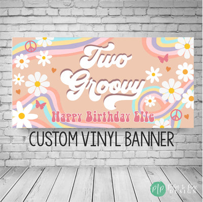 Groovy Birthday Party, two groovy birthday, Hippie banner, Two Groovy Banner, Flower Child Birthday Decor, Groovy banner, groovy backdrop