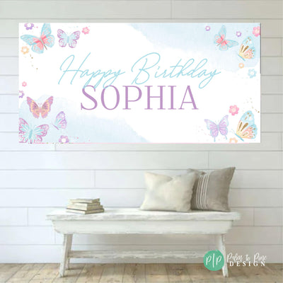 Butterfly Party Decorations, Girls Butterfly Birthday Party Decor, Butterfly Birthday Banner, Girls  Birthday, Butterfly Birthday Backdrop