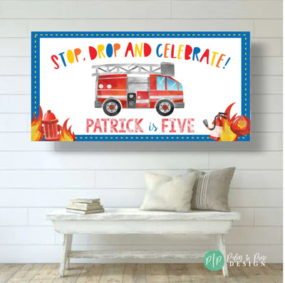 Firefighter Birthday Banner, Firetruck Birthday Backdrop, Fire Engine Birthday Banner, Firefighter Party Decor, Fireman Birthday Decorations