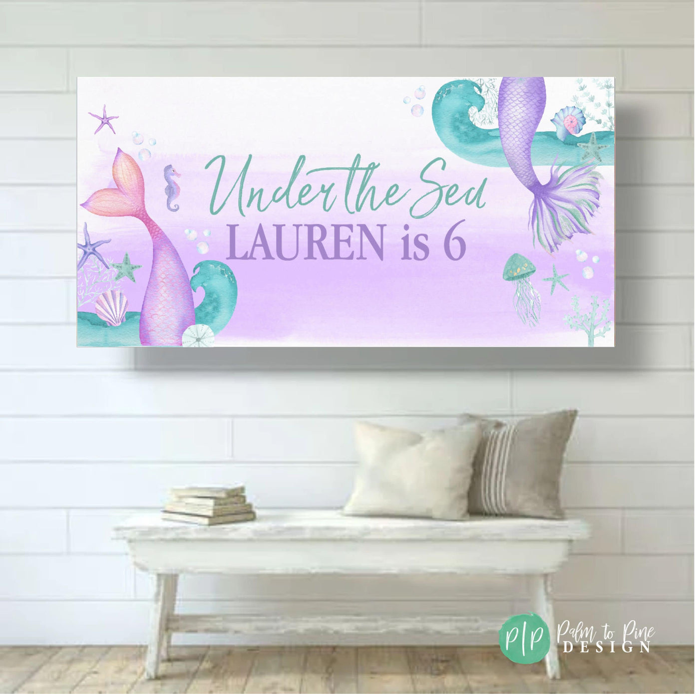 Mermaid Birthday Party, Mermaid Birthday Banner, Mermaid banner, Under the sea Decoration, Mermaid Backdrop, Watercolor mermaid birthday