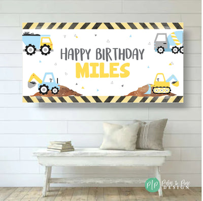 Construction Party Decor, Construction Party Banner, Construction Birthday Banner, Construction Birthday Party, Personalized Banner Boy