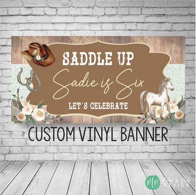 Horse Party Decoration, Cowgirl Birthday Banner, Horse Birthday Party, Pony Birthday Banner, horse birthday backdrop, cowgirl banner, vinyl