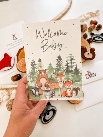 woodland animals baby greeting card