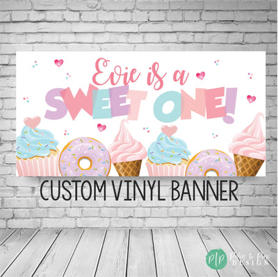 Sweet One Banner, Ice Cream Birthday Party, Donut Birthday, Girls Birthday Backdrop, First Birthday Party, Two Sweet Birthday Party Decor