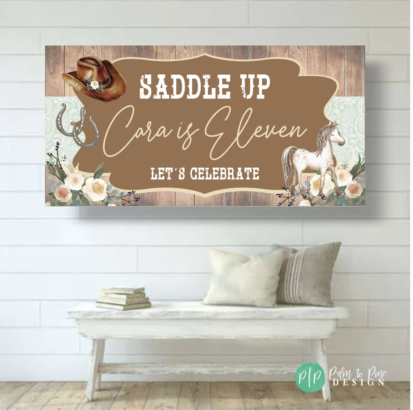 Horse Party Decoration, Cowgirl Birthday Banner, Horse Birthday Party, Pony Birthday Banner, horse birthday backdrop, cowgirl banner, vinyl