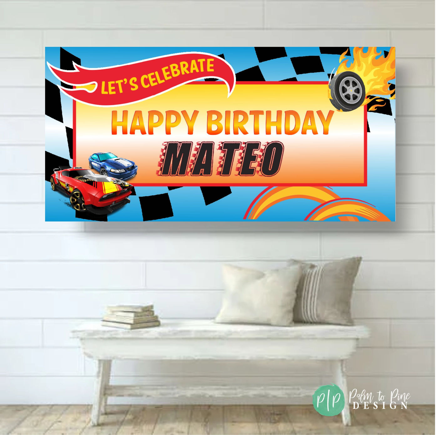 Race Car Boys Birthday Backdrop