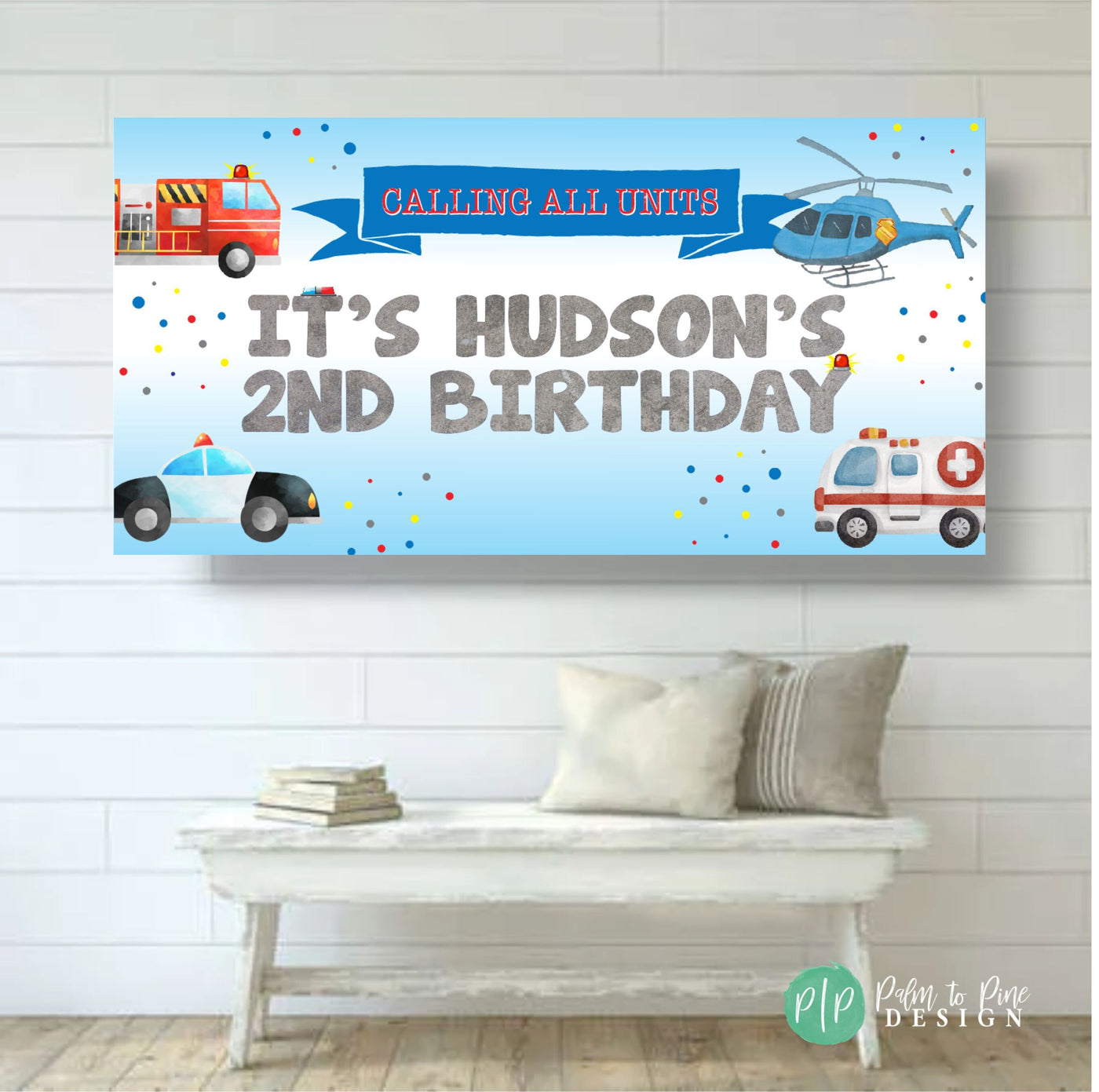 Rescue Vehicle Birthday Banner, Emergency Vehicles Birthday Decor, Things that go birthday, transportation birthday decorations for boys