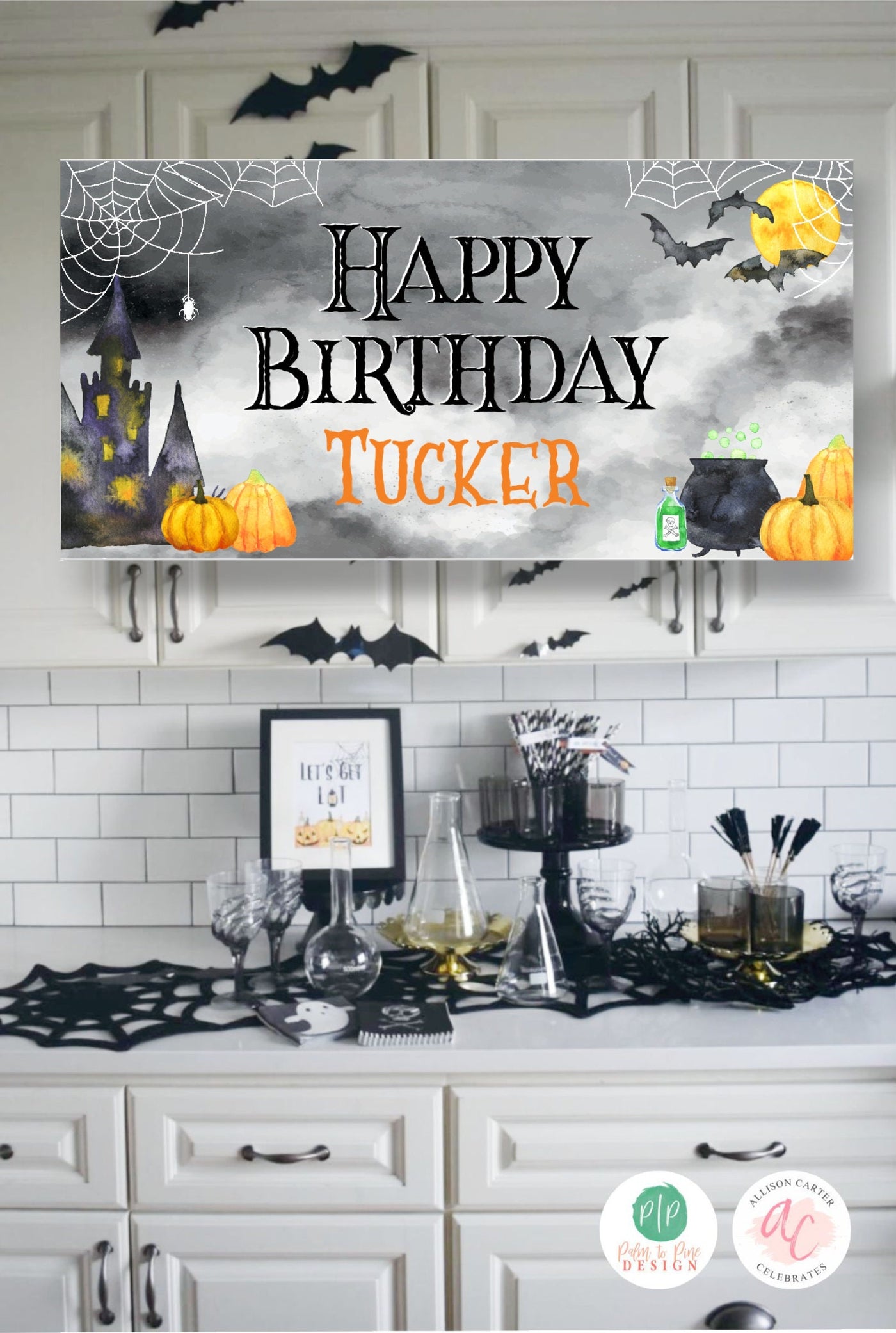 Halloween Birthday Banner, Personalized Haunted Halloween Sign, Halloween Party Decorations, Haunted House Banner, Halloween Birthday Decor