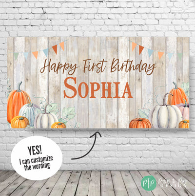 Custom Fall Birthday Backdrop, Fall Birthday Decorations, Fall Birthday Banner, Festive Thanksgiving Party, Fall Pumpkin Birthday Banner