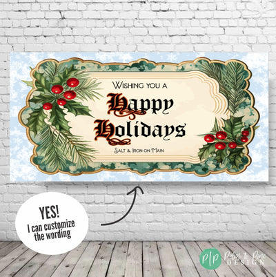 Vintage Christmas Banner, Winter Festival Sign, Christmas Banner for Church, Holiday Banner for Business, Personalized Christmas Backdrop
