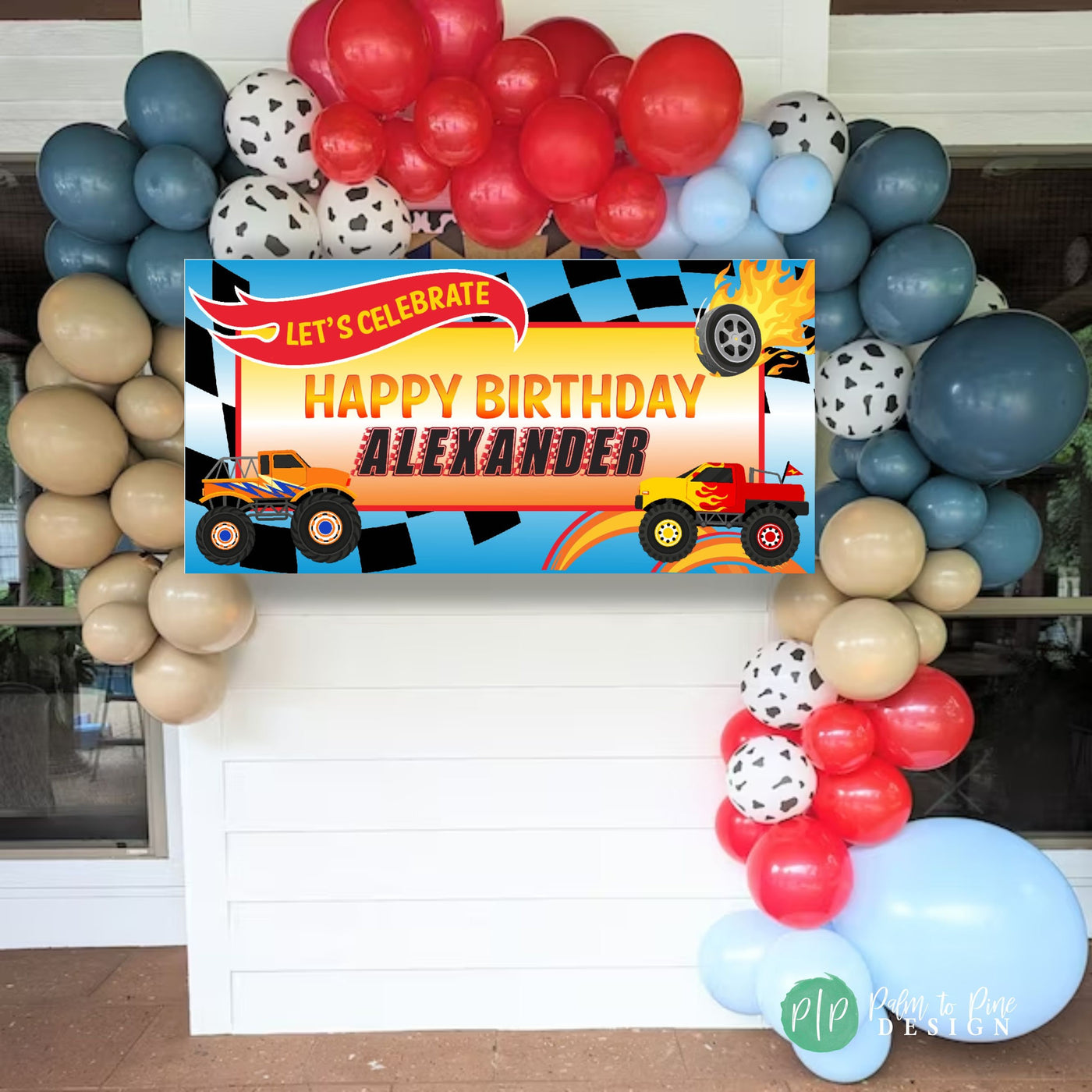 Monster Truck Birthday Banner, Personalized Monster Truck Birthday Sign, Monster Truck Party Decorations, Custom Boy Monster Truck Banner