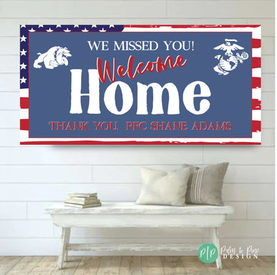 Marine Welcome Home Banner, Custom Welcome Home Retirement Banner, All branches military homecoming party decor, Military Retirement Sign,