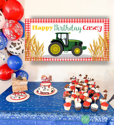 Tractor Birthday Banner, Personalized Tractor Party Decor, Farm Birthday, Tractor Party Birthday Decor, Tractor Banner, Custom Farm Banner