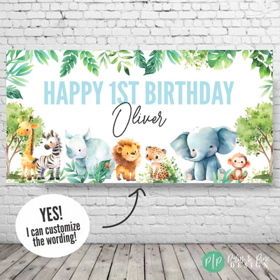 jungle birthday party banner