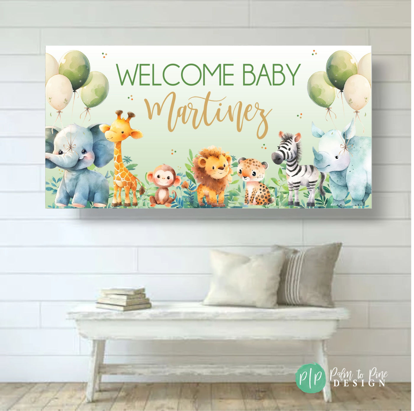 Safari Baby Shower Banner, Personalized Jungle Baby Shower Decorations, Zoo Animal Custom Birthday Banner, Jungle Animal Baby Shower Decor