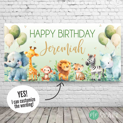 Personalized Zoo Animal Birthday Decor