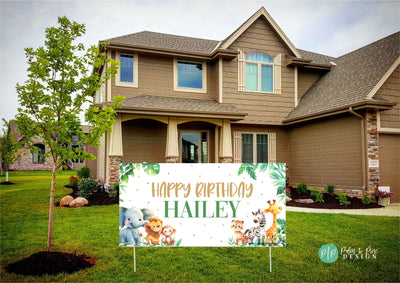 Jungle Birthday Banner, Two Wild Birthday Personalized Sign, Safari Birthday Banner, Safari Customized Backdrop, Jungle Animal Baby Shower