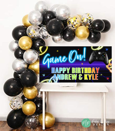 Game On Birthday Sign, Video Game Birthday Banner, Gamer Party Decor, Video game Birthday Decoration, Gamer Party Backdrop, Game Truck party