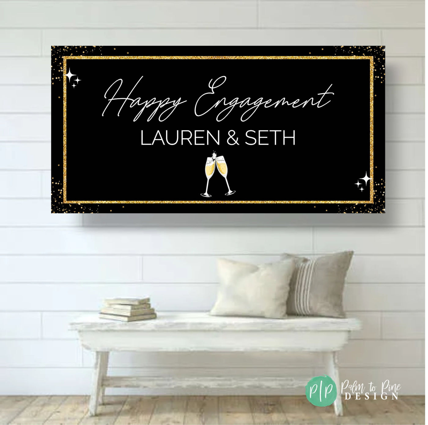 Engagement personalized banner, Gold and Black Engagement Decor, Black and Gold Birthday Banner, Black and Gold Sign, Black and Gold banner