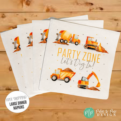 Construction Birthday Party Napkins for boys birthday