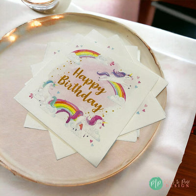 Unicorn Birthday disposable paper napkins