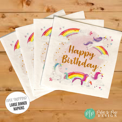 Unicorn Napkins for girls birthday party