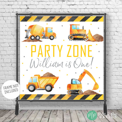 boys construction party sign