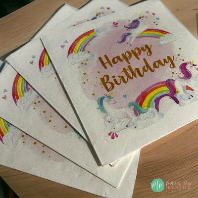 girls unicorn birthday napkins