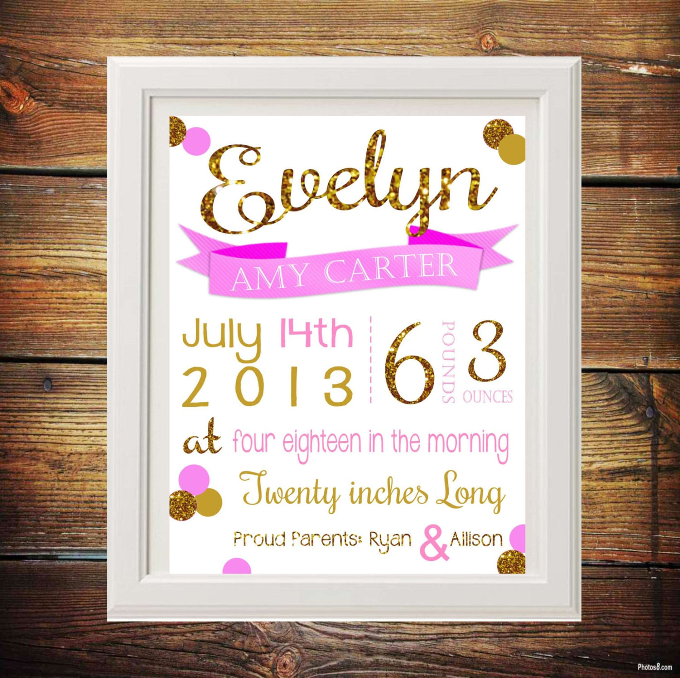 Pink & Gold Glitter Nursery Decor