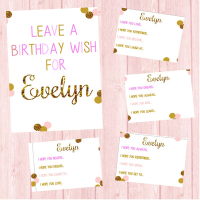 Birthday Wish Cards, Birthday Questions, Black & Gold Glitter, Birthday Party Wishes, Baby Shower Advice Card, Black and Gold Birthday Decor
