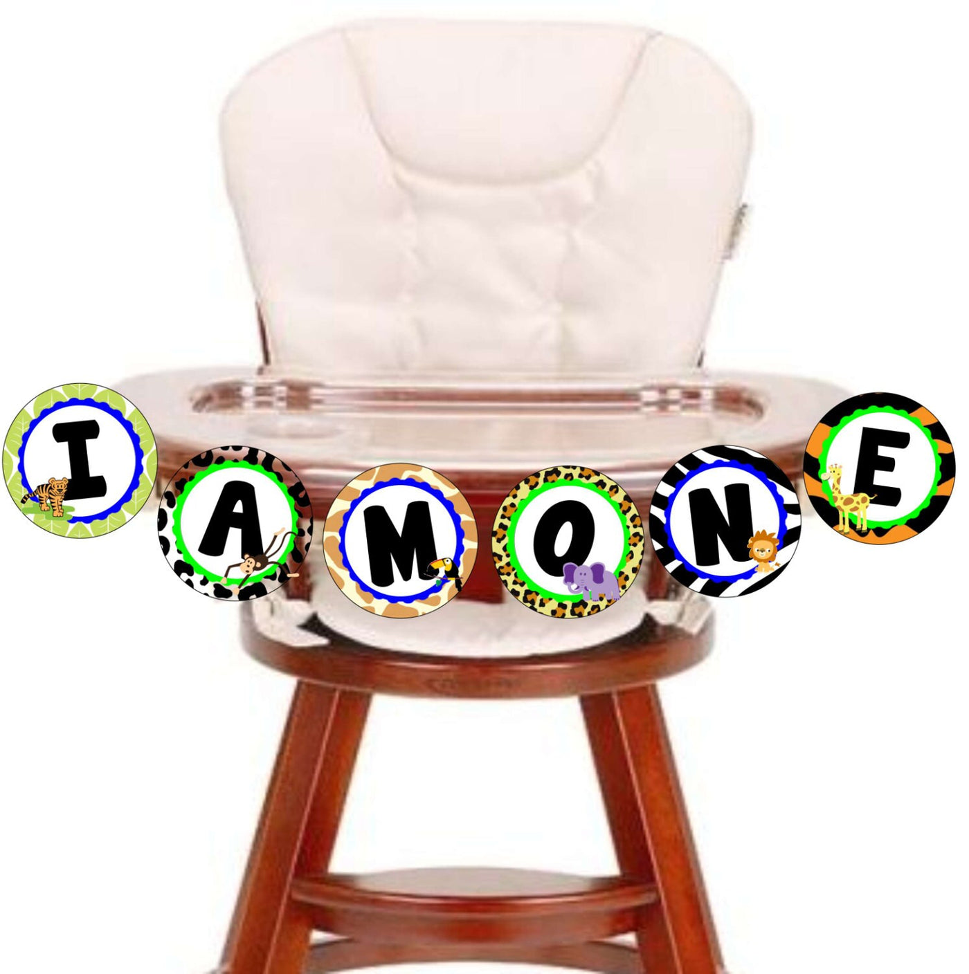 I am One Highchair Banner, First Birthday Highchair Banner, First Birthday Cake Smash, First Birthday High Chair Decoration, Jungle Birthday