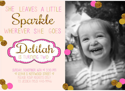 Pink & Gold Birthday Party Invite