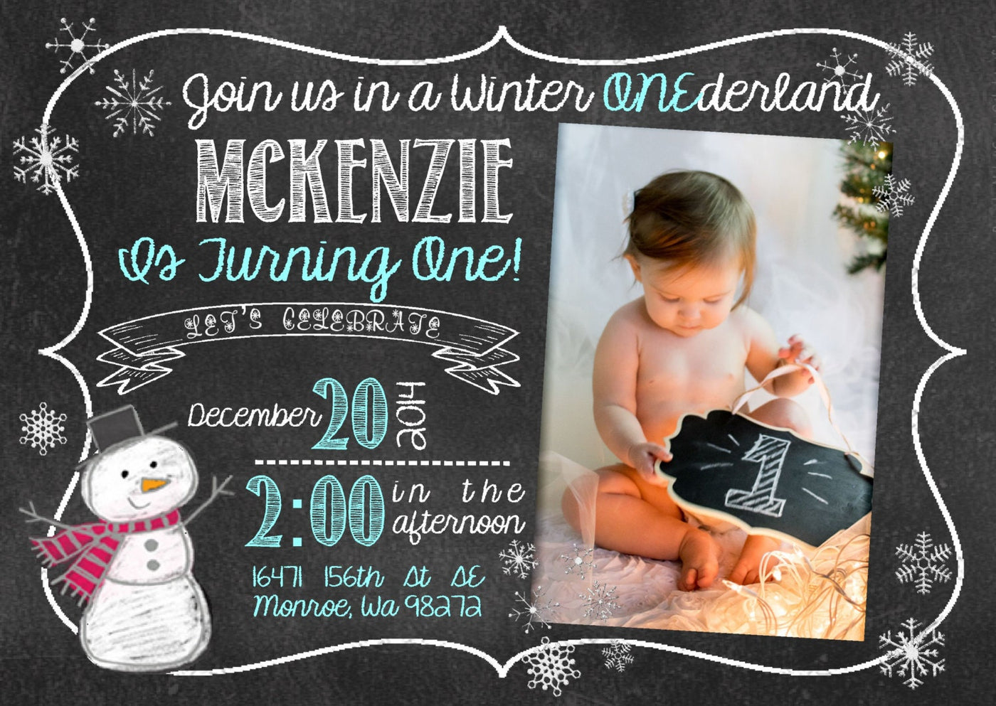 Winter ONEderland Birthday Invite