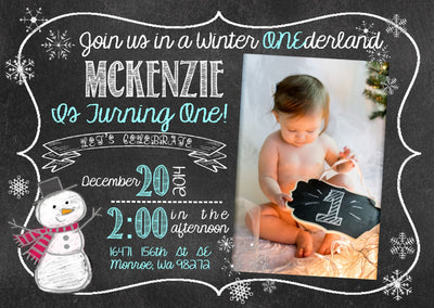 Winter ONEderland Birthday Invite