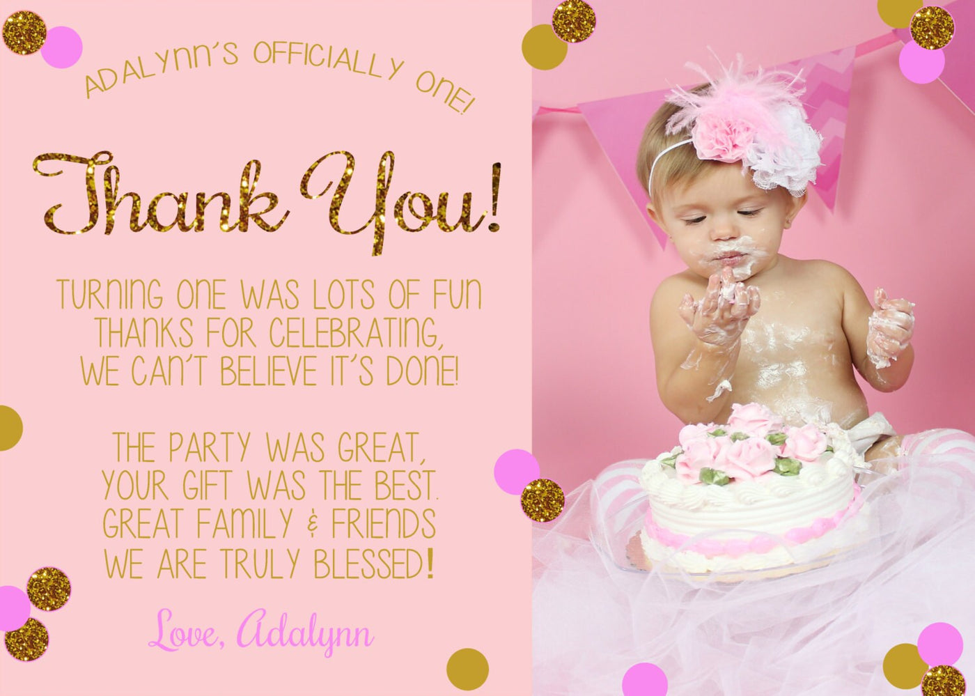 First Birthday Thank You Card