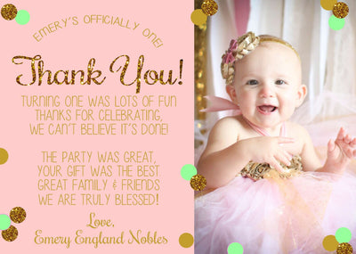 First Birthday Thank You Card