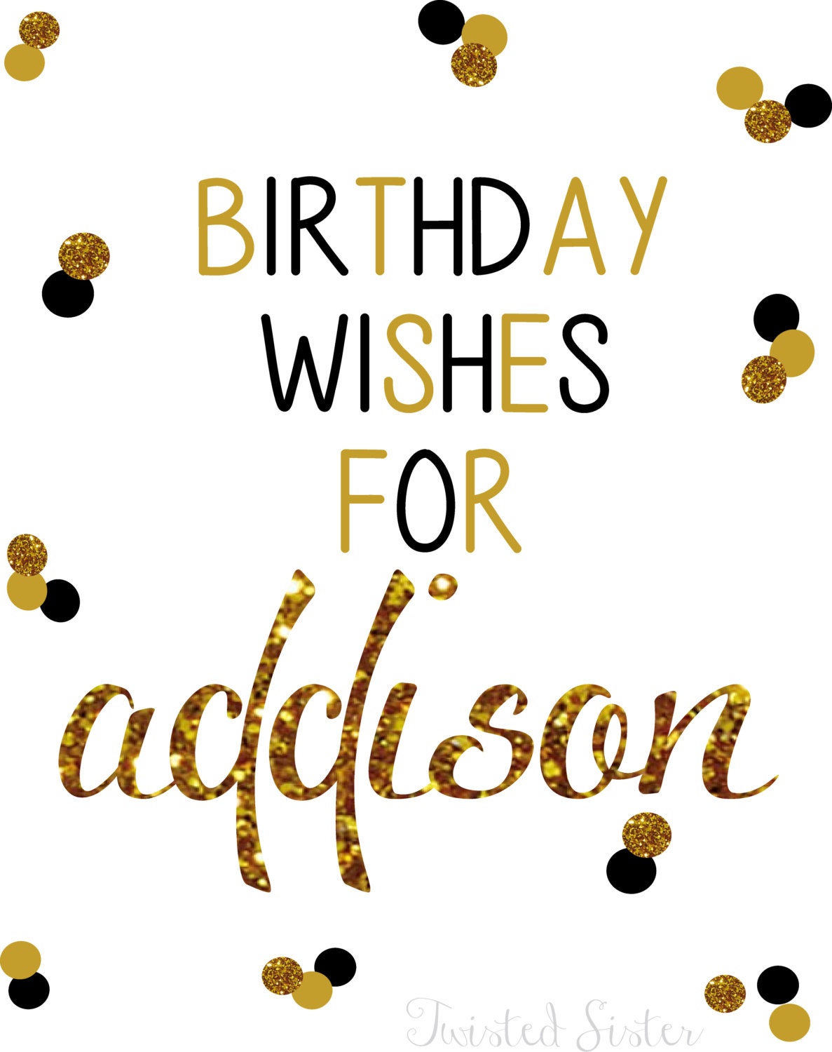 Birthday Wish Cards, Birthday Questions, Black & Gold Glitter, Birthday Party Wishes, Baby Shower Advice Card, Black and Gold Birthday Decor