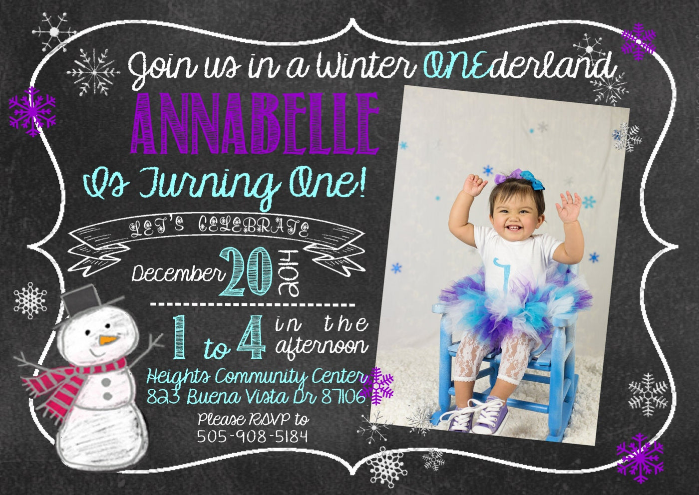Winter ONEderland Birthday Invite