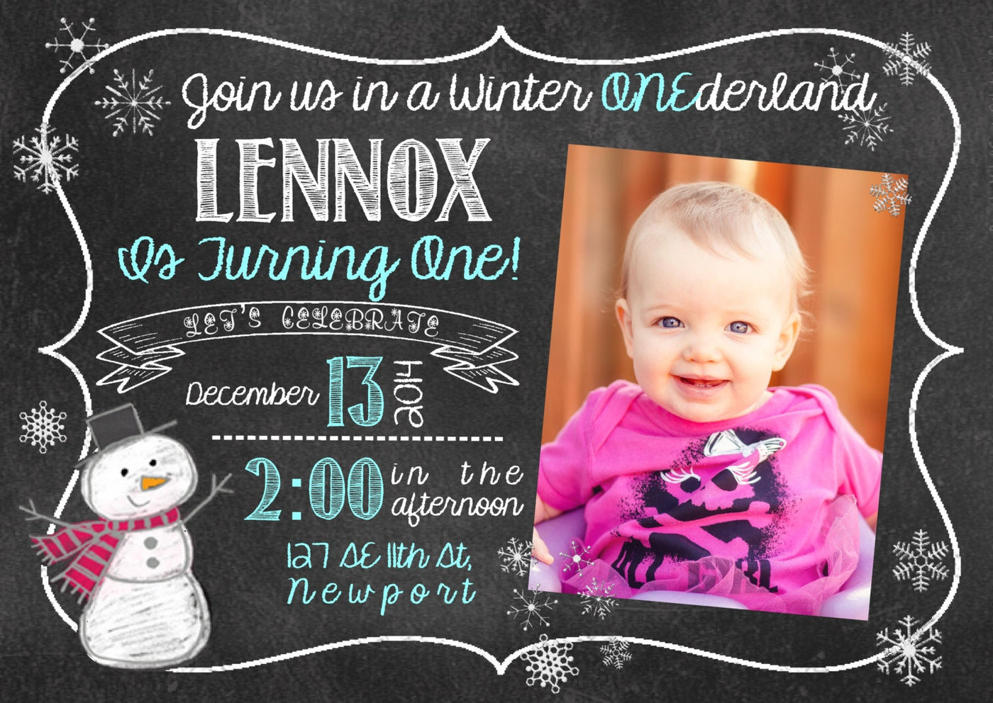 Winter ONEderland Birthday Invite