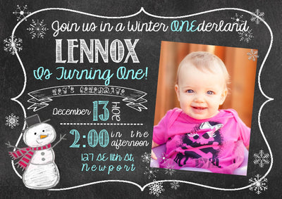 Winter ONEderland Birthday Invite