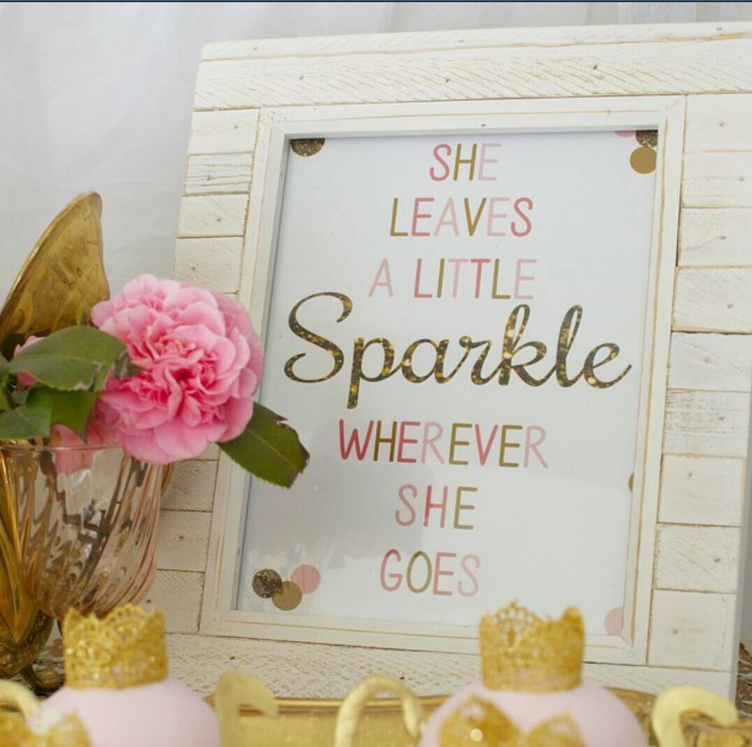 She Leaves A Little Sparkle. Little Girl Room Art, Pink and Gold Nursery Sign Nursery Art, Pink and Gold Birthday Sign, Birthday Party Decor