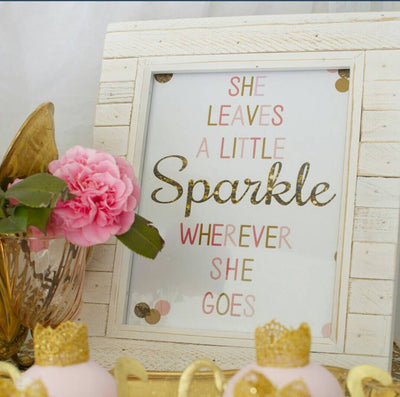 She Leaves A Little Sparkle. Little Girl Room Art, Pink and Gold Nursery Sign Nursery Art, Pink and Gold Birthday Sign, Birthday Party Decor